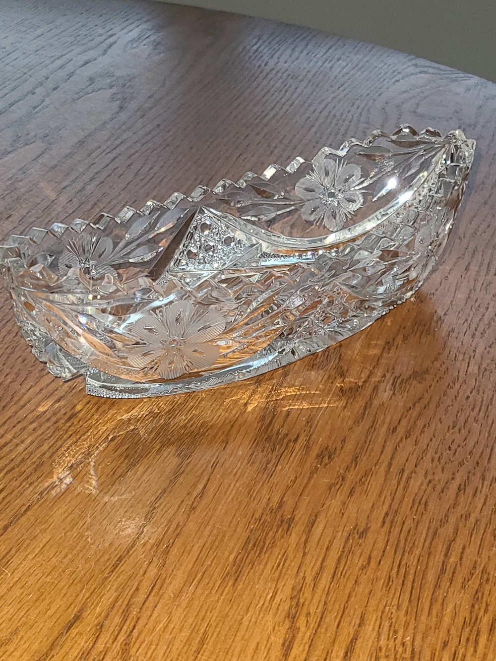 Vintage - American Brilliant Period cut crystal glass celery dish.